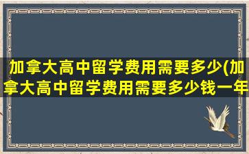 加拿大高中留学费用需要多少(加拿大高中留学费用需要多少钱一年)