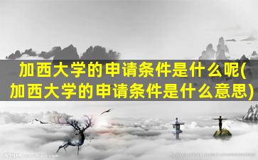 加西大学的申请条件是什么呢(加西大学的申请条件是什么意思)