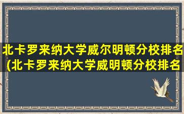 北卡罗来纳大学威尔明顿分校排名(北卡罗来纳大学威明顿分校排名)