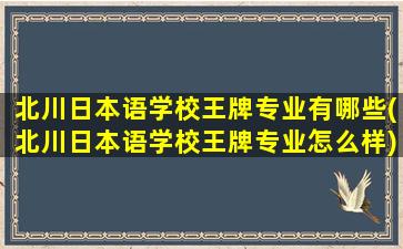 北川日本语学校王牌专业有哪些(北川日本语学校王牌专业怎么样)