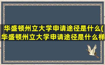 华盛顿州立大学申请途径是什么(华盛顿州立大学申请途径是什么样的)