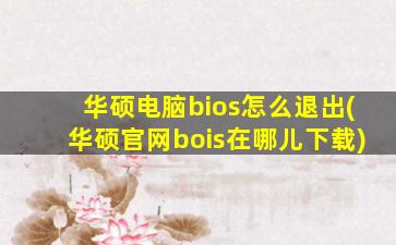 华硕电脑bios怎么退出(华硕官网bois在哪儿下载)