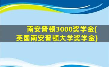 南安普顿3000奖学金(英国南安普顿大学奖学金)