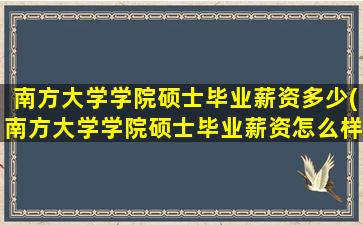 南方大学学院硕士毕业薪资多少(南方大学学院硕士毕业薪资怎么样)