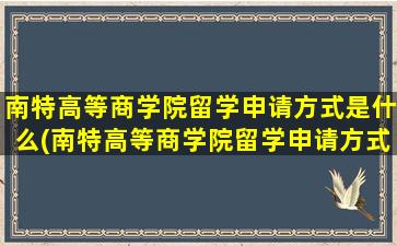 南特高等商学院留学申请方式是什么(南特高等商学院留学申请方式有几种)