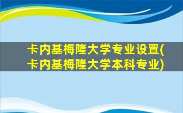 卡内基梅隆大学专业设置(卡内基梅隆大学本科专业)