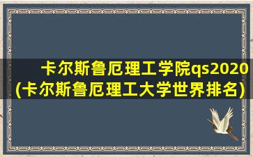 卡尔斯鲁厄理工学院qs2020(卡尔斯鲁厄理工大学世界排名)