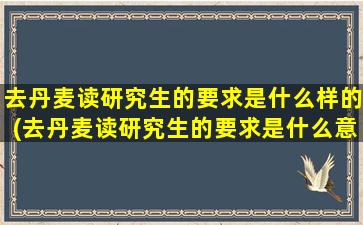 去丹麦读研究生的要求是什么样的(去丹麦读研究生的要求是什么意思)