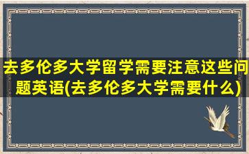 去多伦多大学留学需要注意这些问题英语(去多伦多大学需要什么)