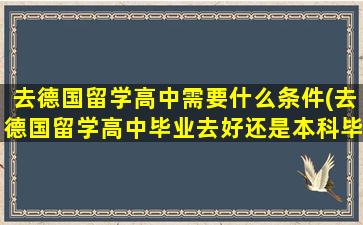 去德国留学高中需要什么条件(去德国留学高中毕业去好还是本科毕业去好)