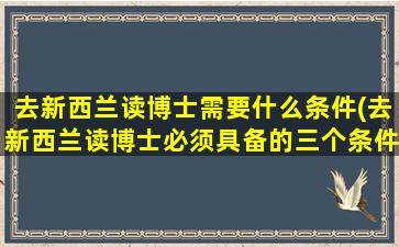 去新西兰读博士需要什么条件(去新西兰读博士必须具备的三个条件)