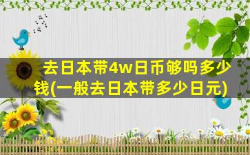 去日本带4w日币够吗多少钱(一般去日本带多少日元)