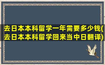 去日本本科留学一年需要多少钱(去日本本科留学回来当中日翻译)