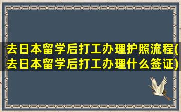 去日本留学后打工办理护照流程(去日本留学后打工办理什么签证)