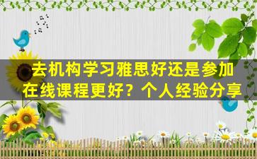 去机构学习雅思好还是参加在线课程更好？个人经验分享