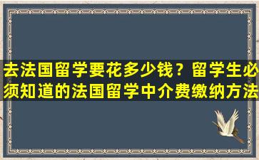 去法国留学要花多少钱？留学生必须知道的法国留学中介费缴纳方法