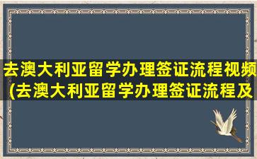 去澳大利亚留学办理签证流程视频(去澳大利亚留学办理签证流程及费用)