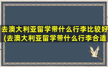 去澳大利亚留学带什么行李比较好(去澳大利亚留学带什么行李合适)