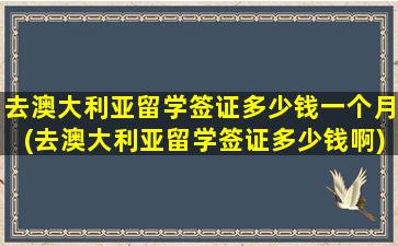 去澳大利亚留学签证多少钱一个月(去澳大利亚留学签证多少钱啊)