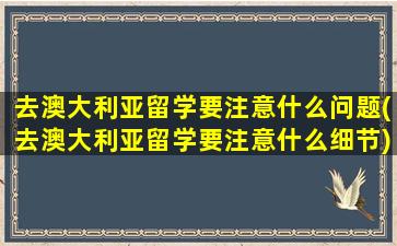 去澳大利亚留学要注意什么问题(去澳大利亚留学要注意什么细节)