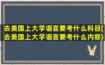 去美国上大学语言要考什么科目(去美国上大学语言要考什么内容)