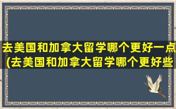 去美国和加拿大留学哪个更好一点(去美国和加拿大留学哪个更好些)