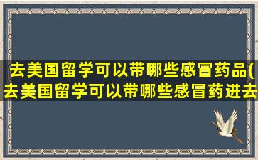 去美国留学可以带哪些感冒药品(去美国留学可以带哪些感冒药进去)