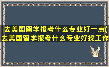 去美国留学报考什么专业好一点(去美国留学报考什么专业好找工作)