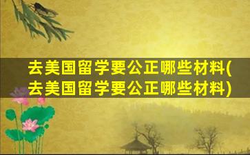 去美国留学要公正哪些材料(去美国留学要公正哪些材料)