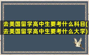 去美国留学高中生要考什么科目(去美国留学高中生要考什么大学)