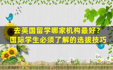 去英国留学哪家机构最好？国际学生必须了解的选拔技巧