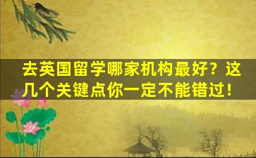 去英国留学哪家机构最好？这几个关键点你一定不能错过！