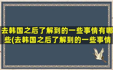 去韩国之后了解到的一些事情有哪些(去韩国之后了解到的一些事情英文)