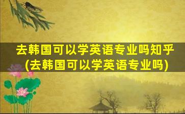 去韩国可以学英语专业吗知乎(去韩国可以学英语专业吗)