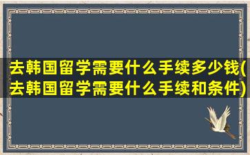 去韩国留学需要什么手续多少钱(去韩国留学需要什么手续和条件)