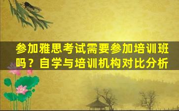 参加雅思考试需要参加培训班吗？自学与培训机构对比分析