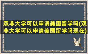 双非大学可以申请美国留学吗(双非大学可以申请美国留学吗现在)