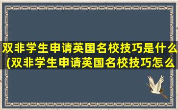 双非学生申请英国名校技巧是什么(双非学生申请英国名校技巧怎么样)