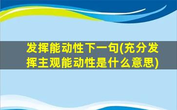 发挥能动性下一句(充分发挥主观能动性是什么意思)