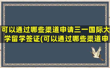 可以通过哪些渠道申请三一国际大学留学签证(可以通过哪些渠道申请三一国际大学留学研究生)