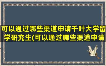 可以通过哪些渠道申请千叶大学留学研究生(可以通过哪些渠道申请千叶大学留学签证)