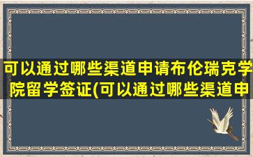 可以通过哪些渠道申请布伦瑞克学院留学签证(可以通过哪些渠道申请布伦瑞克学院留学研究生)