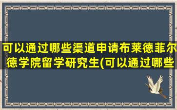 可以通过哪些渠道申请布莱德菲尔德学院留学研究生(可以通过哪些渠道申请布莱德菲尔德学院留学签证)