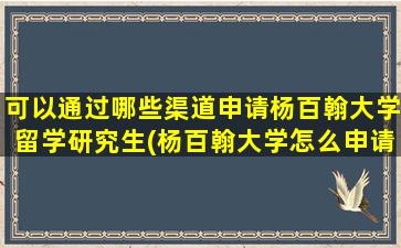 可以通过哪些渠道申请杨百翰大学留学研究生(杨百翰大学怎么申请)