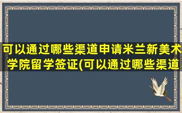 可以通过哪些渠道申请米兰新美术学院留学签证(可以通过哪些渠道申请米兰新美术学院留学研究生)