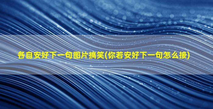 各自安好下一句图片搞笑(你若安好下一句怎么接)