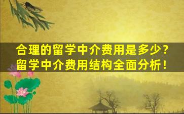 合理的留学中介费用是多少？留学中介费用结构全面分析！