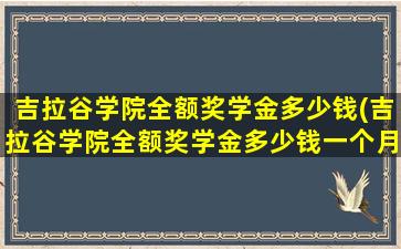 吉拉谷学院全额奖学金多少钱(吉拉谷学院全额奖学金多少钱一个月)