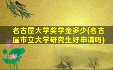 名古屋大学奖学金多少(名古屋市立大学研究生好申请吗)