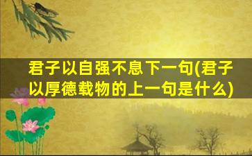 君子以自强不息下一句(君子以厚德载物的上一句是什么)